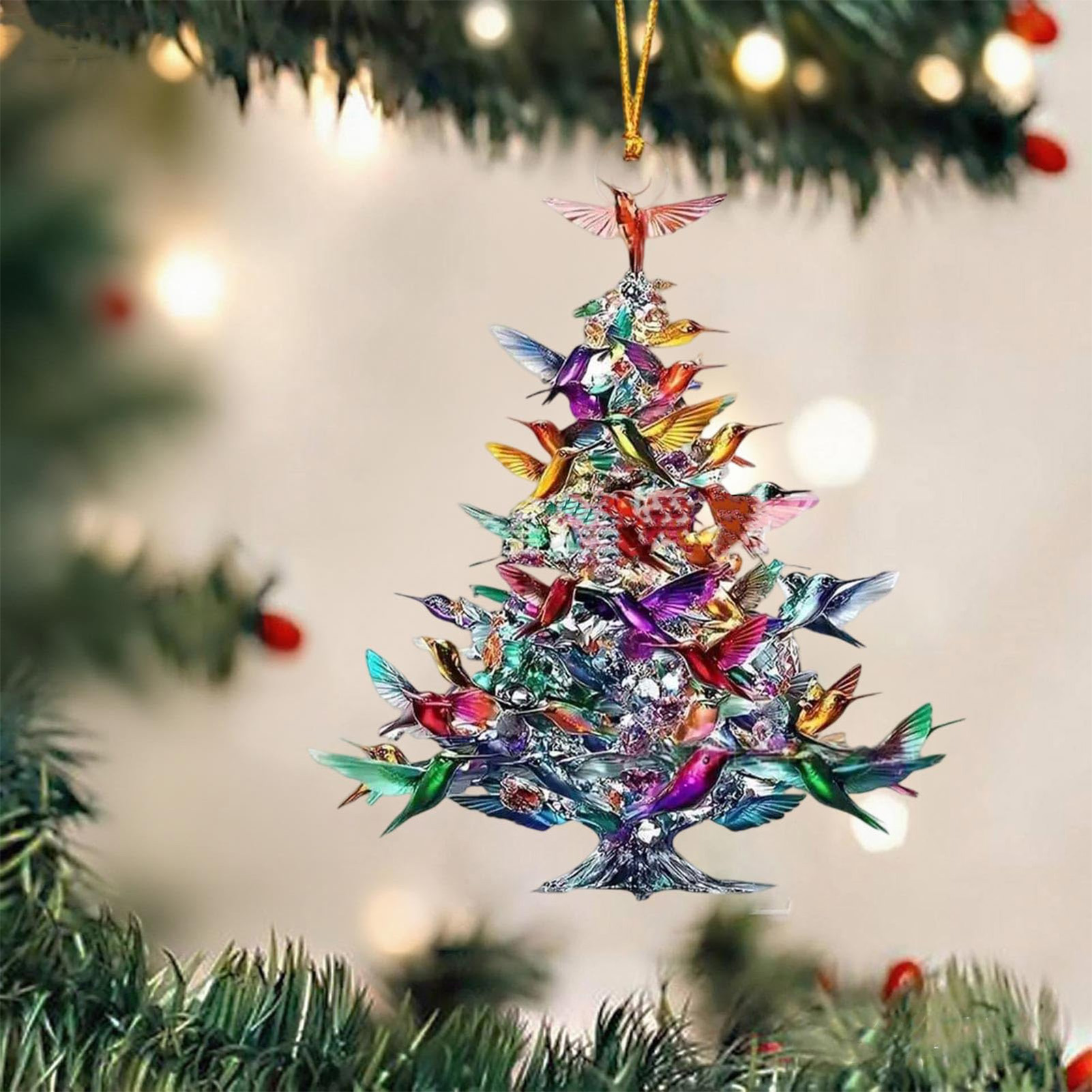 Interior Design Xmas - Adornos de pájaros acrílicos 2D de